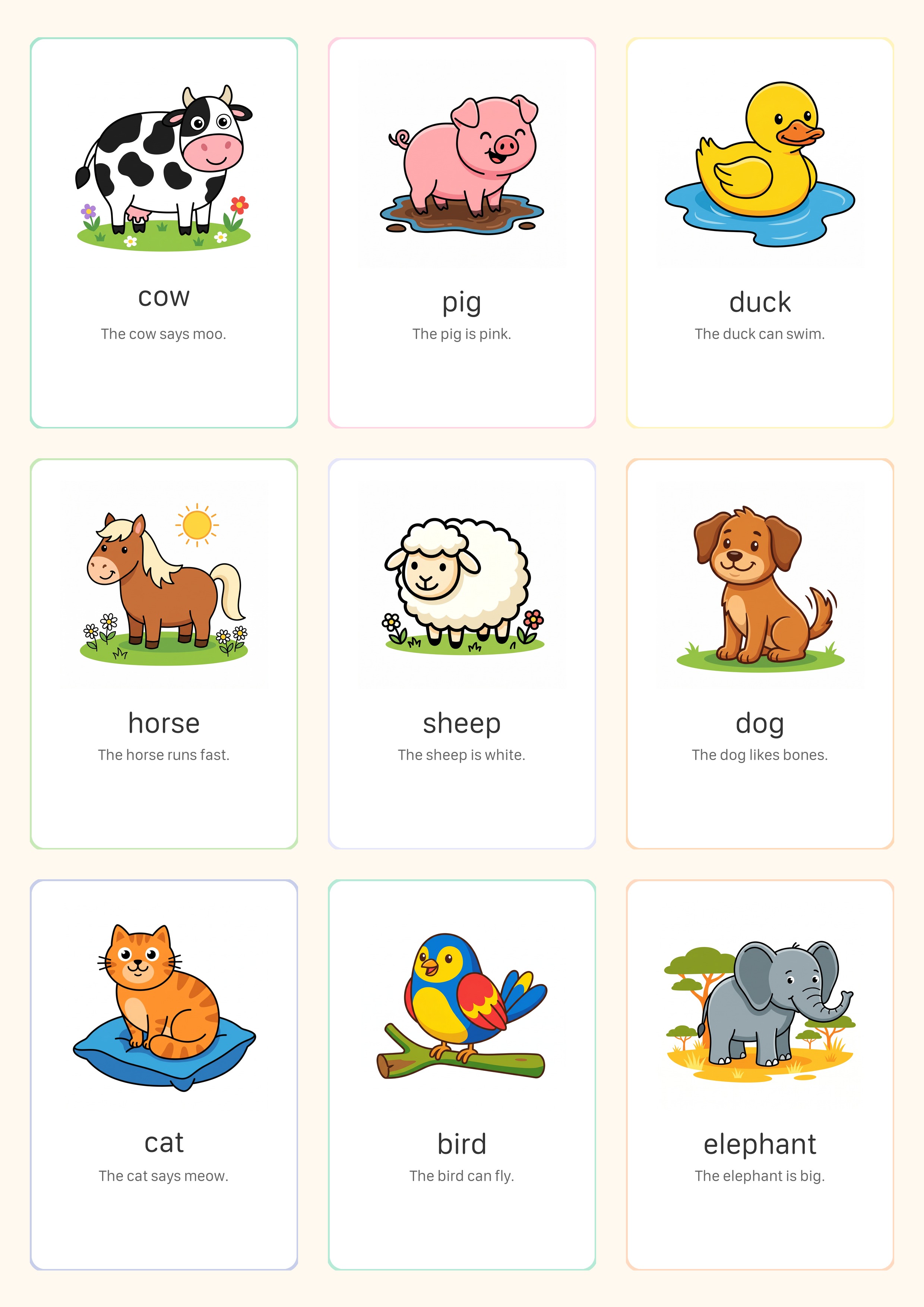 Free printable animal flashcards for Super Simple Songs
